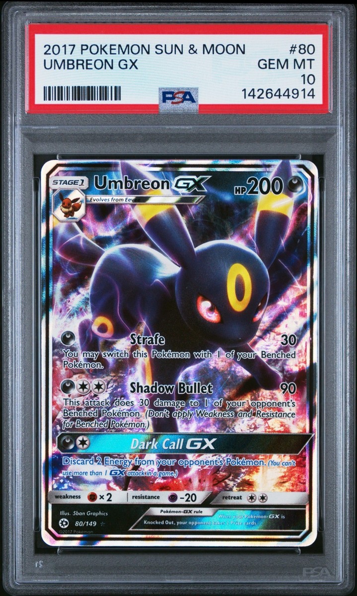 PSA 10 Umbreon GX Sun & Moon 80/149 GEM MINT Graded Pokemon Card