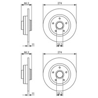 2X Bosch Bremsscheiben Ø274Mm Hinten Passend FÜR Renault Grand ScÉNic