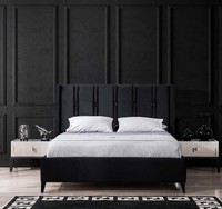 Schwarz-WeißE Schlafzimmer Garnitur Doppelbett Nachttische Polsterbett