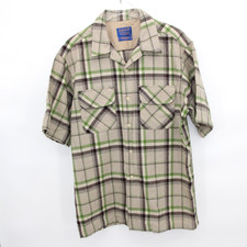 Vintage Pendleton Men's Board Shirt Short Sleeve Button Down Plaid Wool Size L