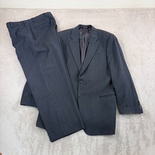 Vintage Armani Collezioni 2 Piece Suit 42R Wool Grey Geo Pants W34xL28 Italy