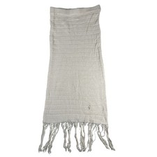 Freshman 1996 Womens Cream Knit Fringe Midi Skirt Boho Festival Crochet XS