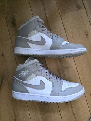 Jordan 1 Mid Leinen College Grey Light Bone White 554724-082 grau