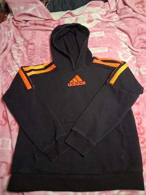 Adidas Black And Neon Orange Hoodie, Reflective,  Super Cool Size Medium No Tag