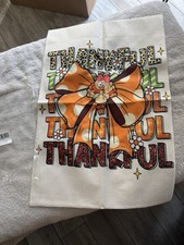 Thankful Yard Sign , Thanksgiving Turkey, burlap 12 X 18 Double-Sided