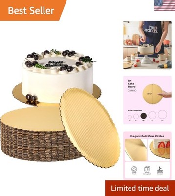 20 Pack Cake Boards, 10 Inch Round Gold Cake Circles, Disposable Pizza Circle...