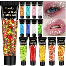 14 Colors Body Glitter,Face Glitter Makeup for Kids Women,Sparkly Chunky Hair...