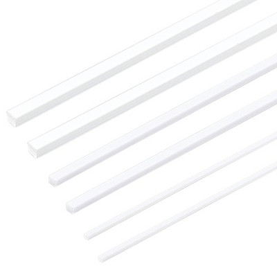 60pcs ABS Plastic Square Rods 1/2/3mm White Solid Tubes for DIY Model Making