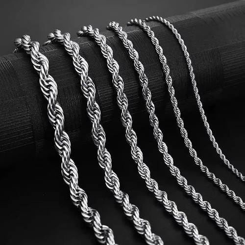 925 Sterling Silver Italian Rope Chain Necklace 4mm Mens Solid Diamond Cut NEW