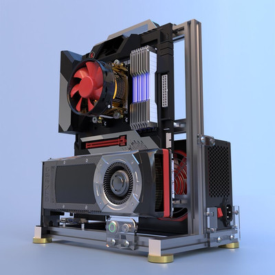 DIY Open Frame PC Chassis, Aluminum Computer Case, Supports ATX Motherboard, Exc