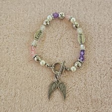 Guardian Angel Wings Beaded Elastic Bracelet