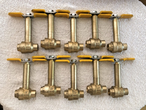 1/2 in. Brass Ball Valve, sweat, Long Bonnet with T-Handle 10 lot fast ship