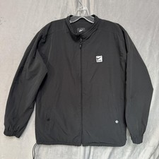 Vintage Nike Jacket Mens XL Black Full Zip Fleece Lined Windbreaker 90s