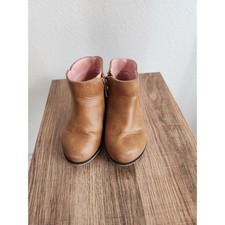 Kids Ankle Boots, Brown Faux Leather, Side Zipper Closure, Toddler Casual