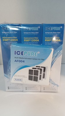 Icepure RWF 1200A Refrigerator Water Filters plus Carbon Air Filters NEW Sealed 