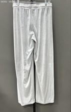 Y2K Juicy Couture Women's Silver Velour Crystal Logo Lounge Pants Size L