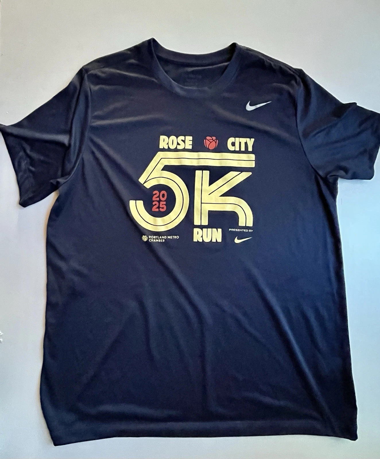 Rose City 5K Run 2025 Navy Blue Walking Running Jersey Shirt