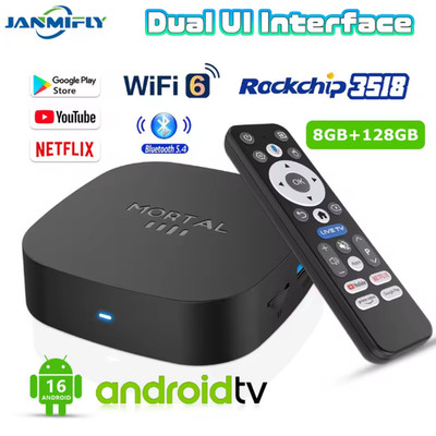 New T1+ 8K HD TV Box Android 16.0 RK3518 Quad Core 8GB RAM 128GB ROM Dual Wifi