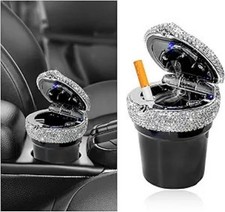 Car Ashtray with Lid, Portable Bling Cylinder Cup Holder Ash Tray Color: Black