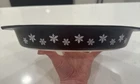 Vintage Pyrex Black Snowflake 1.5 Quart Divided Dish No Lid