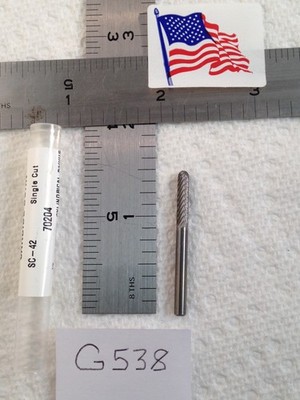 1 NEW HTC 1/8'' SHANK CARBIDE BURR SC-42 SINGLE CUT. 70204. CYLINDER. USA (G538)
