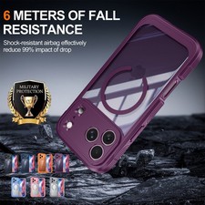 For iPhone 18 Pro Max 17e 16 Full Body Magnetic Case Built in Screen Protector