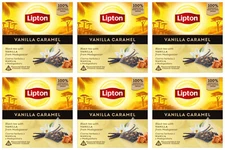 6 LIPTON VANILLA CARAMEL Flavor Black Tea 20 Silk Pyramid Bags Boxes 34g 1.2oz