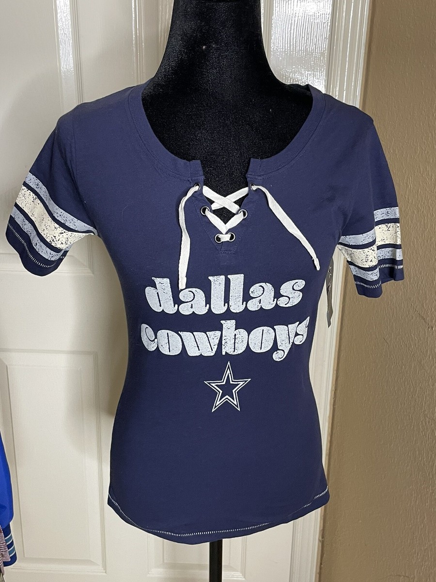 New Dallas Cowboys Women's Cowboys Her Style Lace-Up V-Neck Jersey