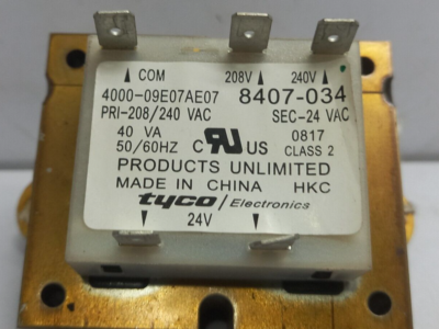 Tyco 4000-09E07AE07 Transformer 8407-034 Pri 208/240Vac | eBay