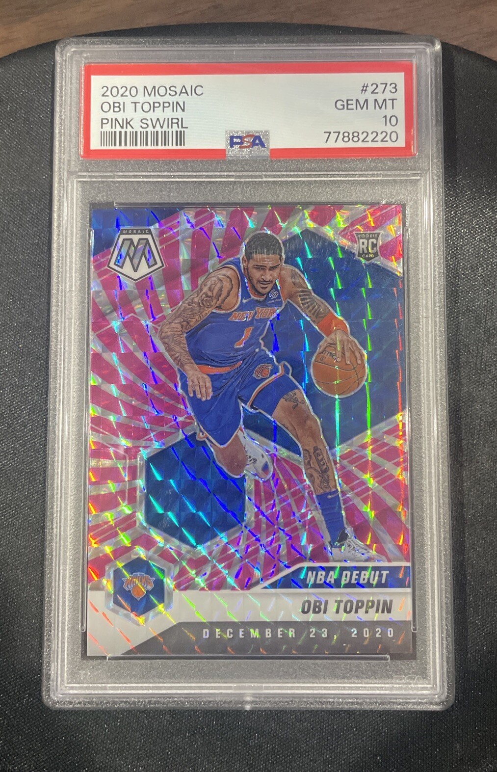 2020 Panini Mosaic Obi Toppin Pink Swirl #273 10/11 SSP Rookie