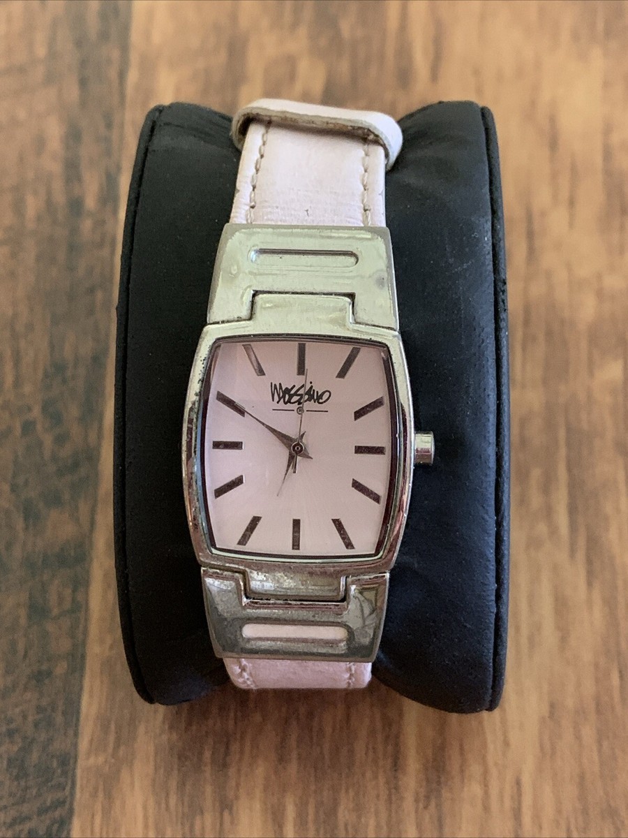 Mossimo Silver Tone Square Barrel Watch Leather Strap with New