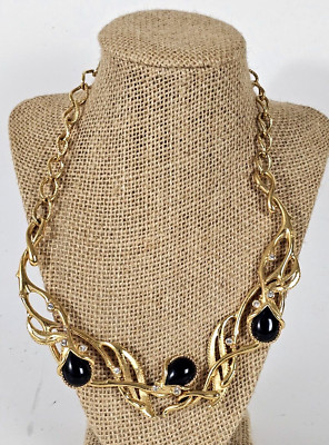 Vintage Jose Maria Barrera for Avon Granada Black Cabochon Necklace