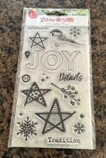 American Crafts Vicki Boutin WARM WISHES Stamps 17 Pieces Stars Bird Snowflake