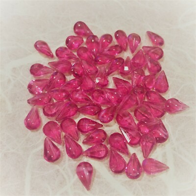 N92 Vintage W.German 8x5mm deep rose ''flawed'' bombee glass pears (60)