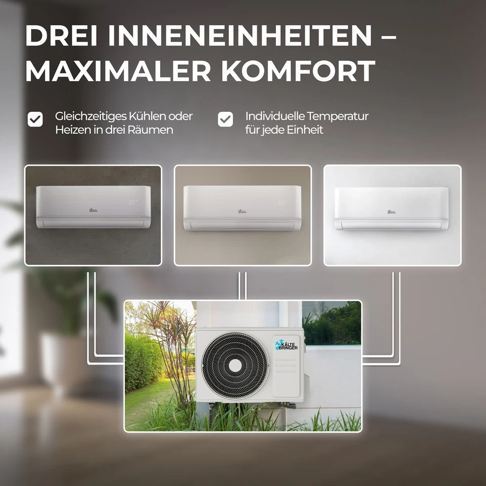 Multi Split Klimaanlage TRIO 27000 BTU Inverter Heizfunktion 7,9kW 3 Innengeräte - Bild 3 von 4