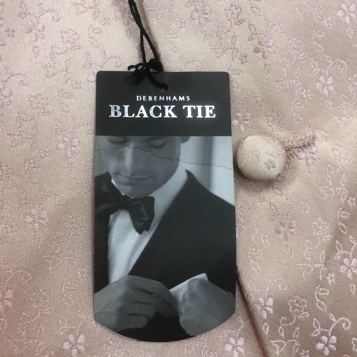 Debenhams Black Tie Waistcoat Small Peach Floral Christening