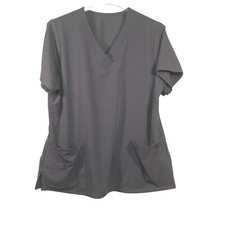 Jockey Womens Size XL Gray Vneck Scrub Top Pockets