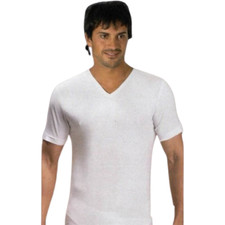 3 pezzi Maglia Intima Uomo Caldo Cotone Maglia Uomo Invernale Scollo V Mezza Man