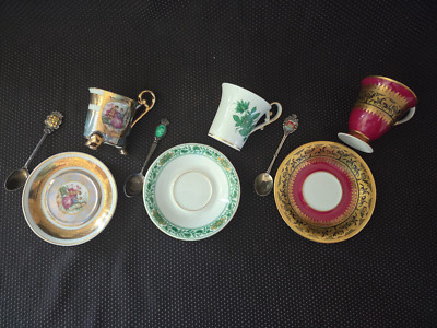 AK Kaiser/Schönbrunn, RW Bavaria 3x Sammeltassen Vintage Sammlung m. Löffechen