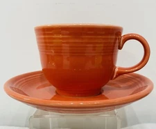 Fiestaware Homer Laughlin Persimmon Peach Coffee Teacup Saucer Replacement