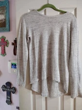 Michael Stars Womens XSmall Scoop Neck Linen High Low Tee Shirt  Gray