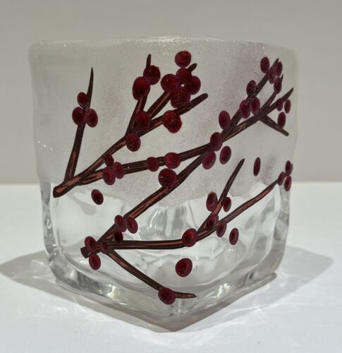 Holly Berry Square Glass Vase - Picture 1 of 3