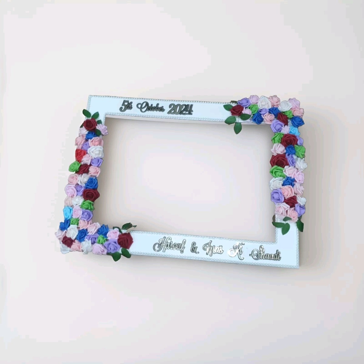 Wooden Wedding Photo Booth Frame Personalised painted Selfie Prop Polaroid