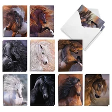 20 Asst'd Thank You Notecards 4"x5.12" with Envelope (10 Designs) Flying Horses