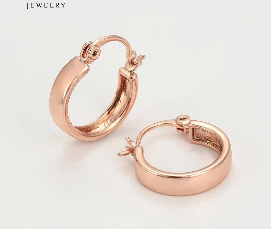 9ct 9K Rose Gold Plated Ladies Men Plain Small Hoop Earrings .19mm