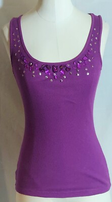 Express Purple Faux Jeweled Tank Top Shirt Size S