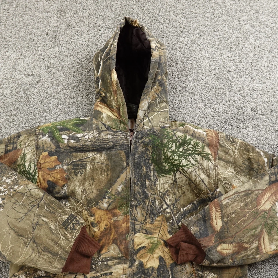 Kings 迷彩夹克男孩 XL 棕色绿色 Realtree Edge 户外狩猎轰炸机外套 — 第 3/4 张图片