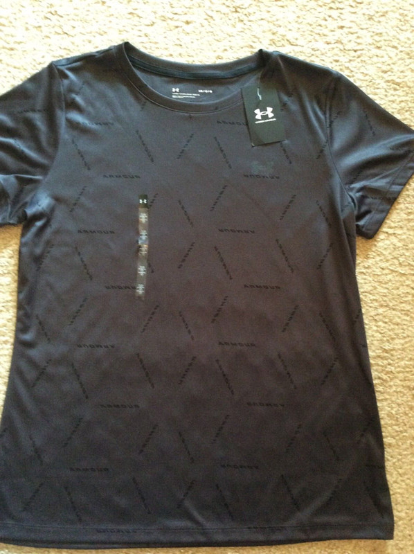 Under Armour Womens T-Shirt Short Sleeve Size L Dk Gray/Black