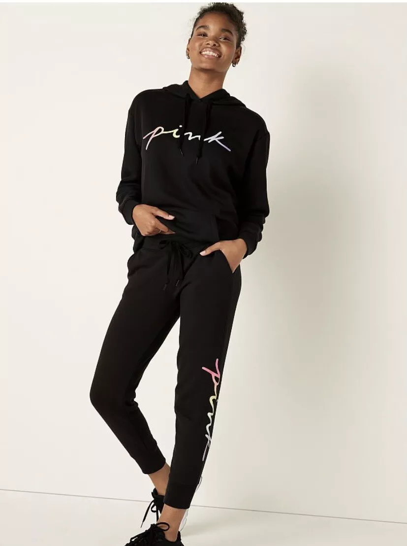 Pink top skinny joggers