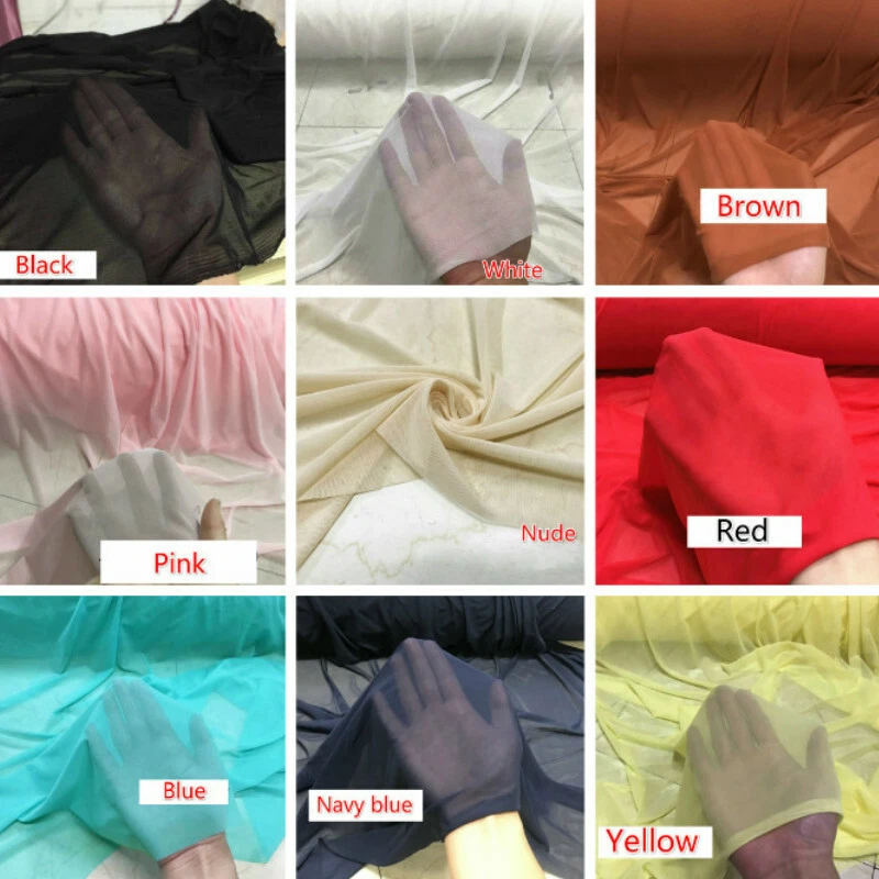 4 Way Stretch Mesh Fabric Net Cloth Sheer Elastane Swimwear Lining Material DIY - Image 3 of 4